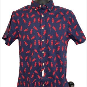 Nick Graham Small Dual Color Lobster Pattern Short Sleeve Button Down Shirt. NWT